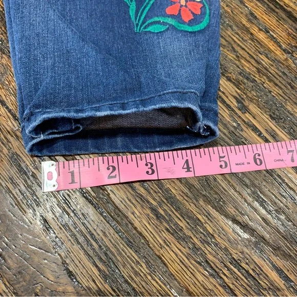 Vintage America Blue Jeans Embroidered Embroidery Floral Bestie Skinny 14 - Picture 15 of 16